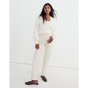 MADEWELL Melwood Square-Neck Pullover Sweater in Coziest Yarn in Cream-Small